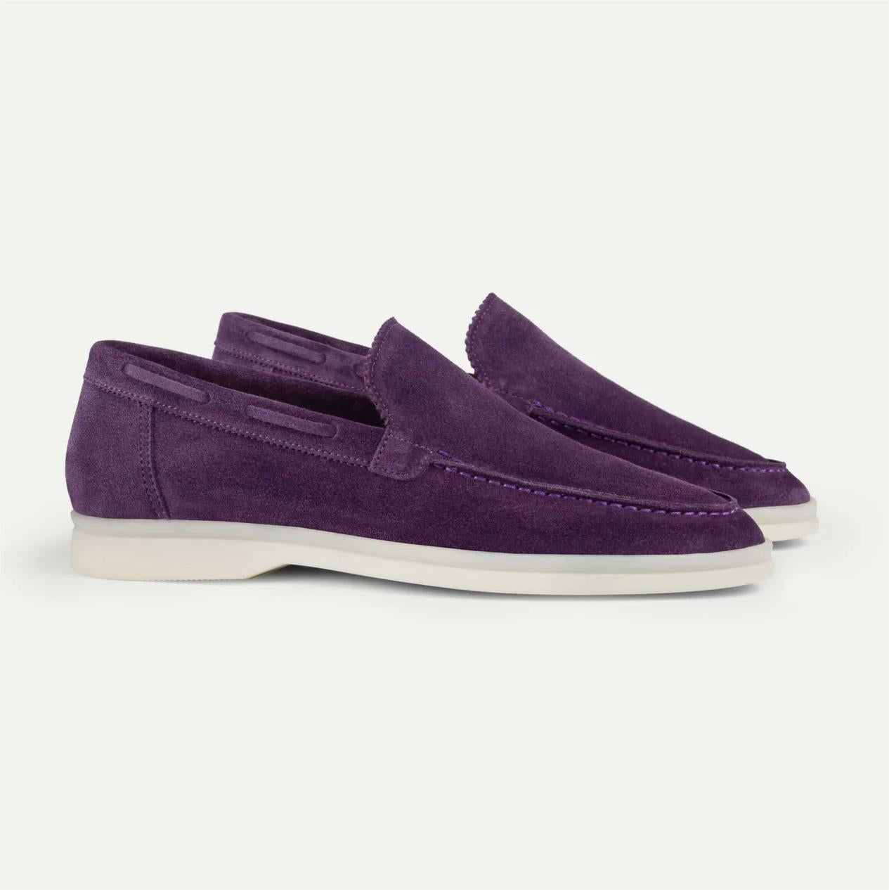 Mens Slip-On Suede Loafers Flat Sole Casual Shoes