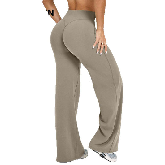 Womens Straight-Leg Yoga Pants Quick-Dry Stretchy Wide-Leg