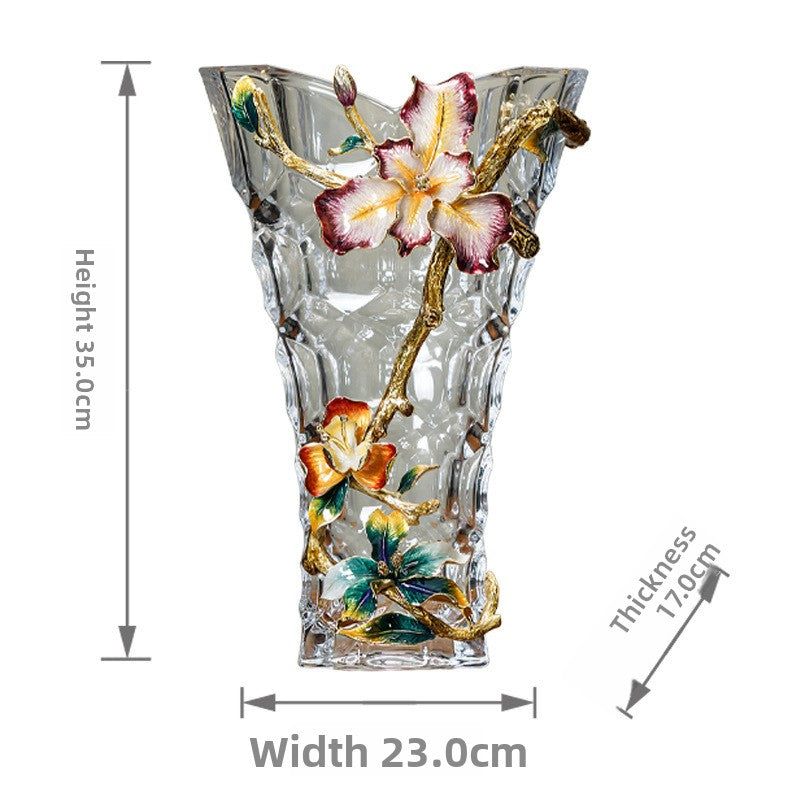 Desktop flower arrangement ornament with transparent vase