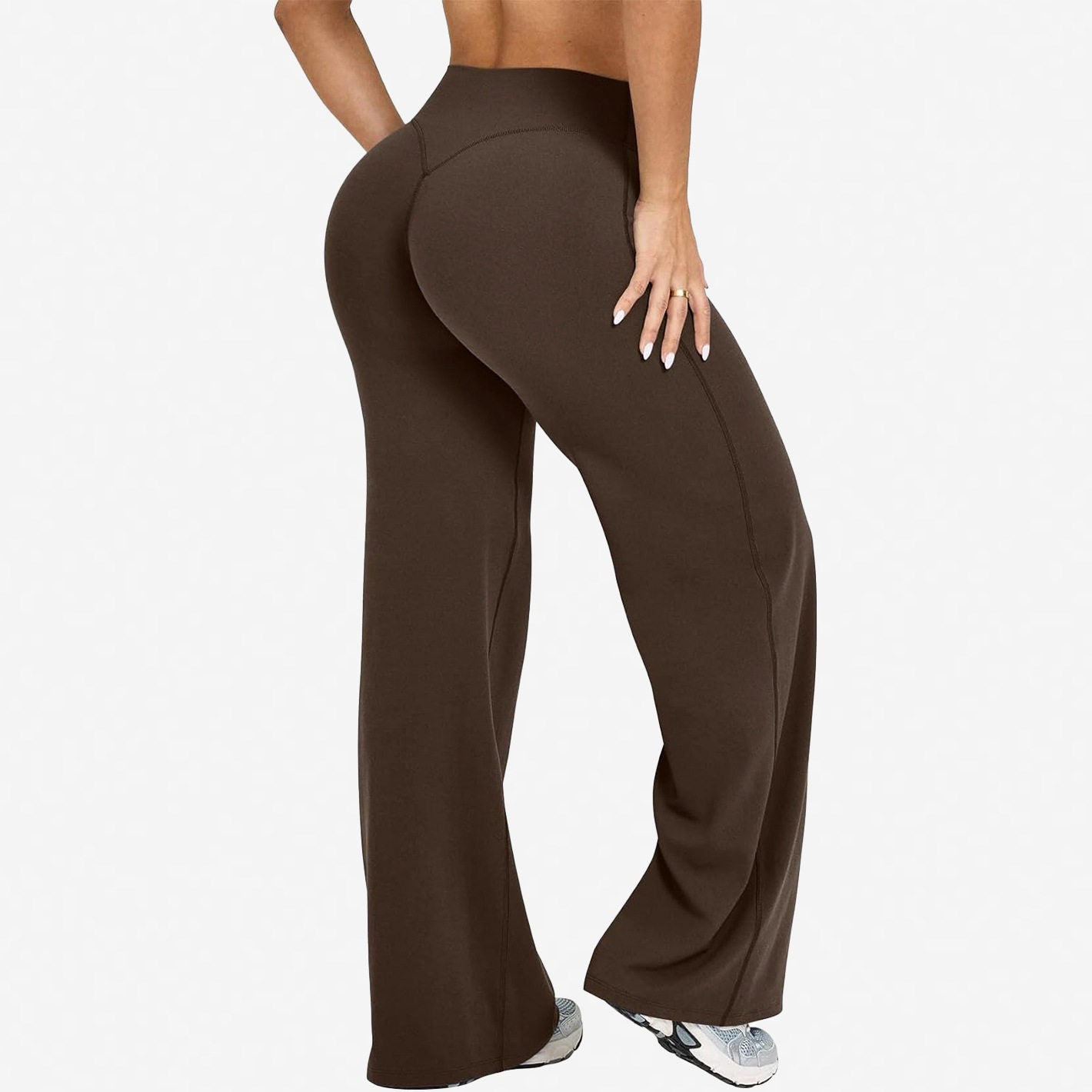 Womens Straight-Leg Yoga Pants Quick-Dry Stretchy Wide-Leg