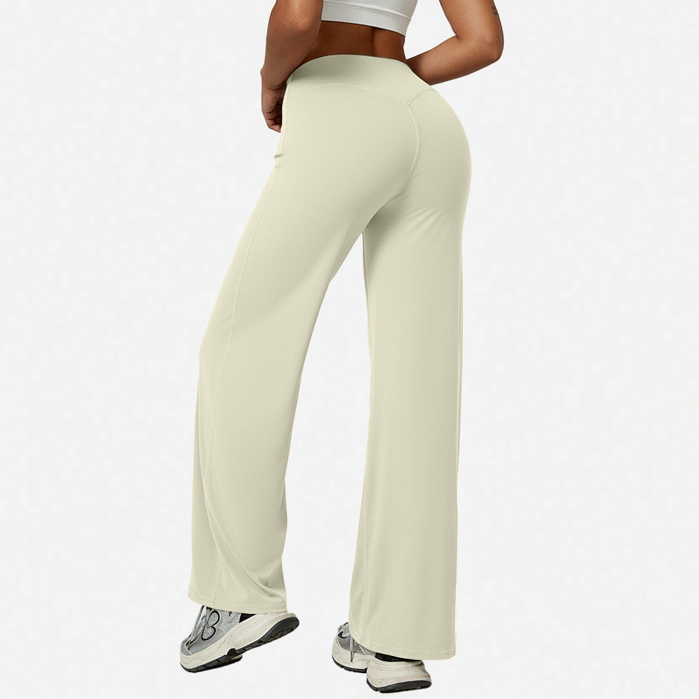 Womens Straight-Leg Yoga Pants Quick-Dry Stretchy Wide-Leg