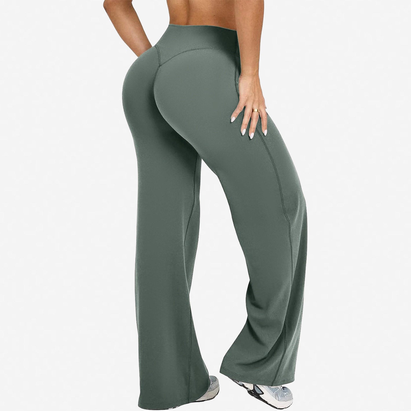 Womens Straight-Leg Yoga Pants Quick-Dry Stretchy Wide-Leg