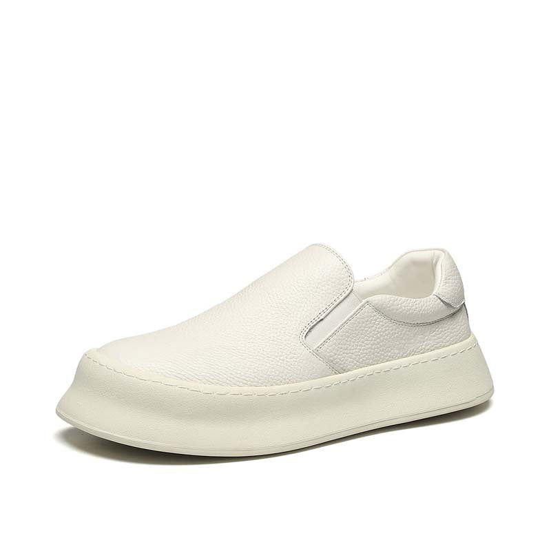 Mens Genuine Leather Slip-On Loafers with Thick Sole