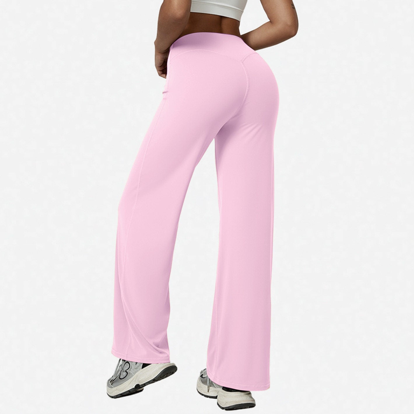 Womens Straight-Leg Yoga Pants Quick-Dry Stretchy Wide-Leg