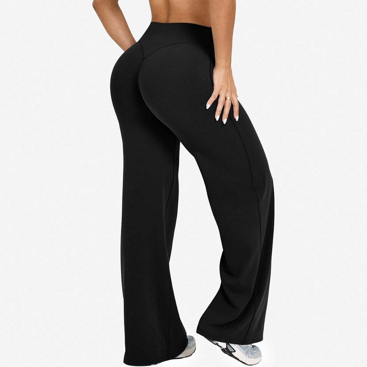 Womens Straight-Leg Yoga Pants Quick-Dry Stretchy Wide-Leg