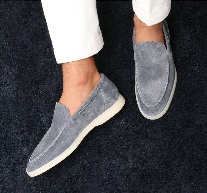 Mens Slip-On Suede Loafers Flat Sole Casual Shoes