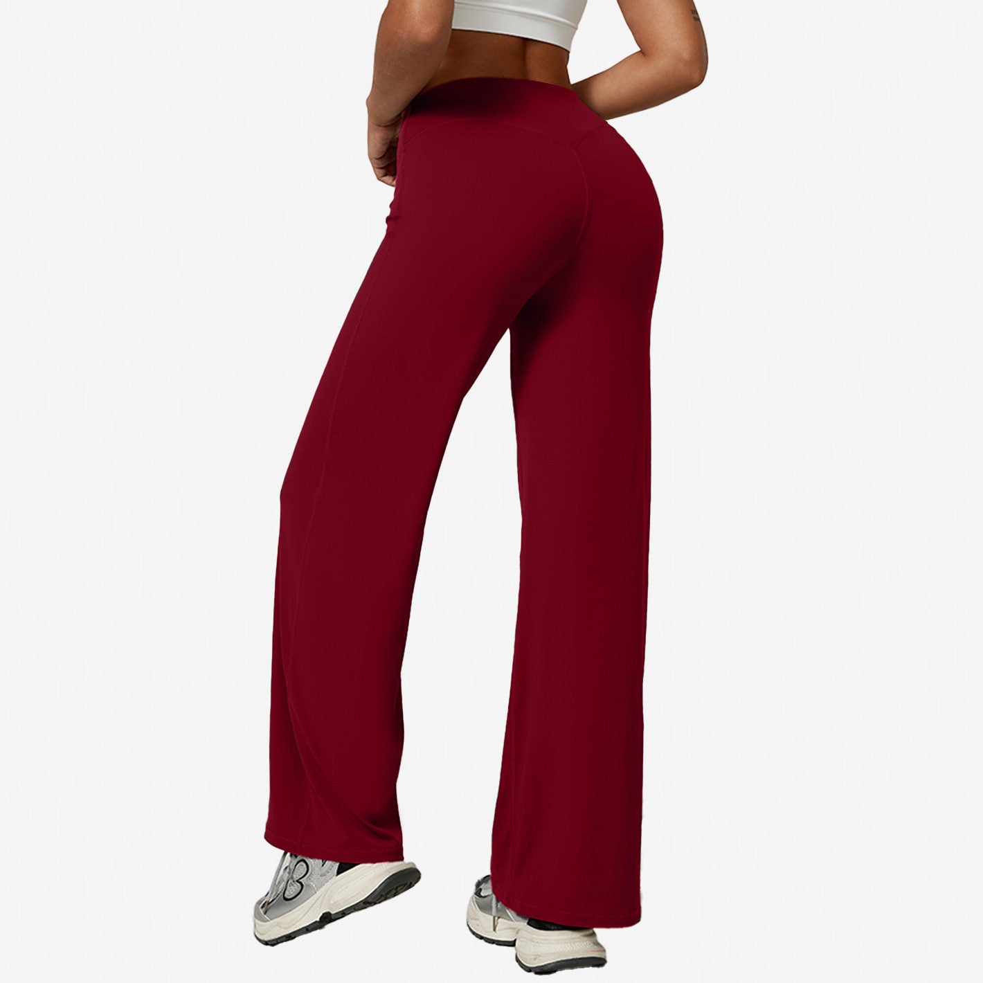 Womens Straight-Leg Yoga Pants Quick-Dry Stretchy Wide-Leg